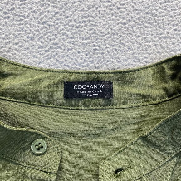 Coofandy  Henley Shirt Long‎ Sleeve size XL,Green,Pockets,Rayon,Preppy,Buttons - Picture 3 of 9